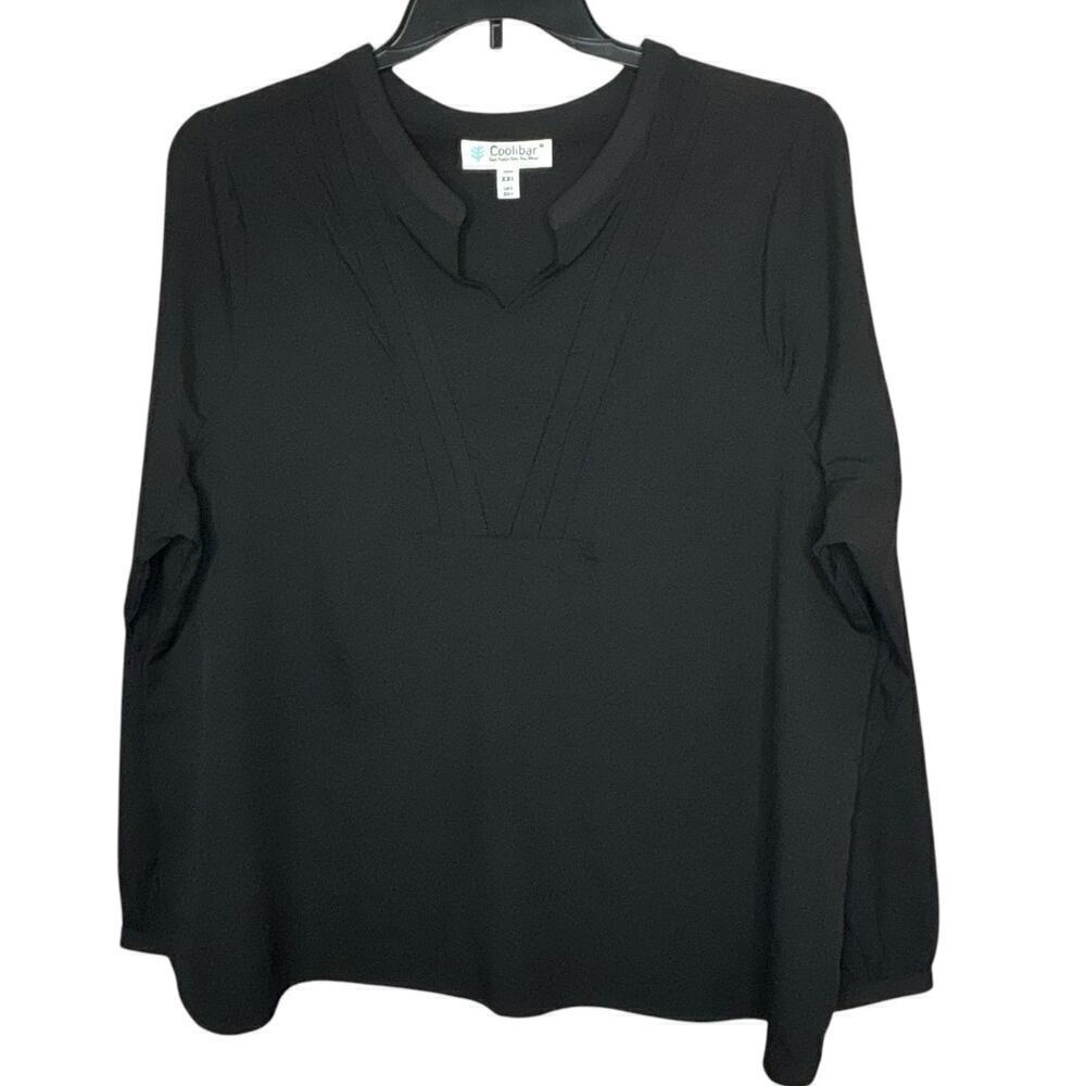 Coolibar Women's Black Long Sleeve Popover UPF 50+ Sun Protection Shirt Size XXL